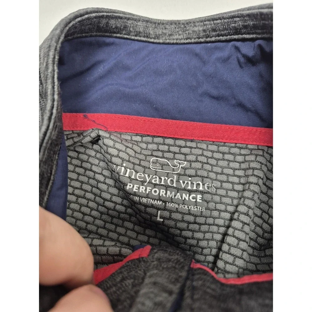 Vineyard Vines Performance Pullover Mens Large Gray 1/4 Zip Long Sleeve Athletic
